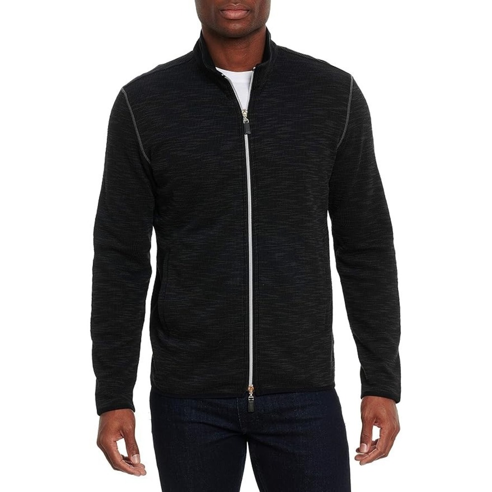 Robert Graham Stallworth Classic Full-zip Sweater Jacket Thermal Knit‎ Black S